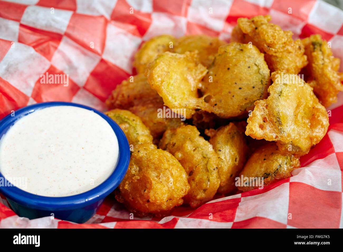 A serving of deep fried pickles at a barbecue restaurant in Princeton