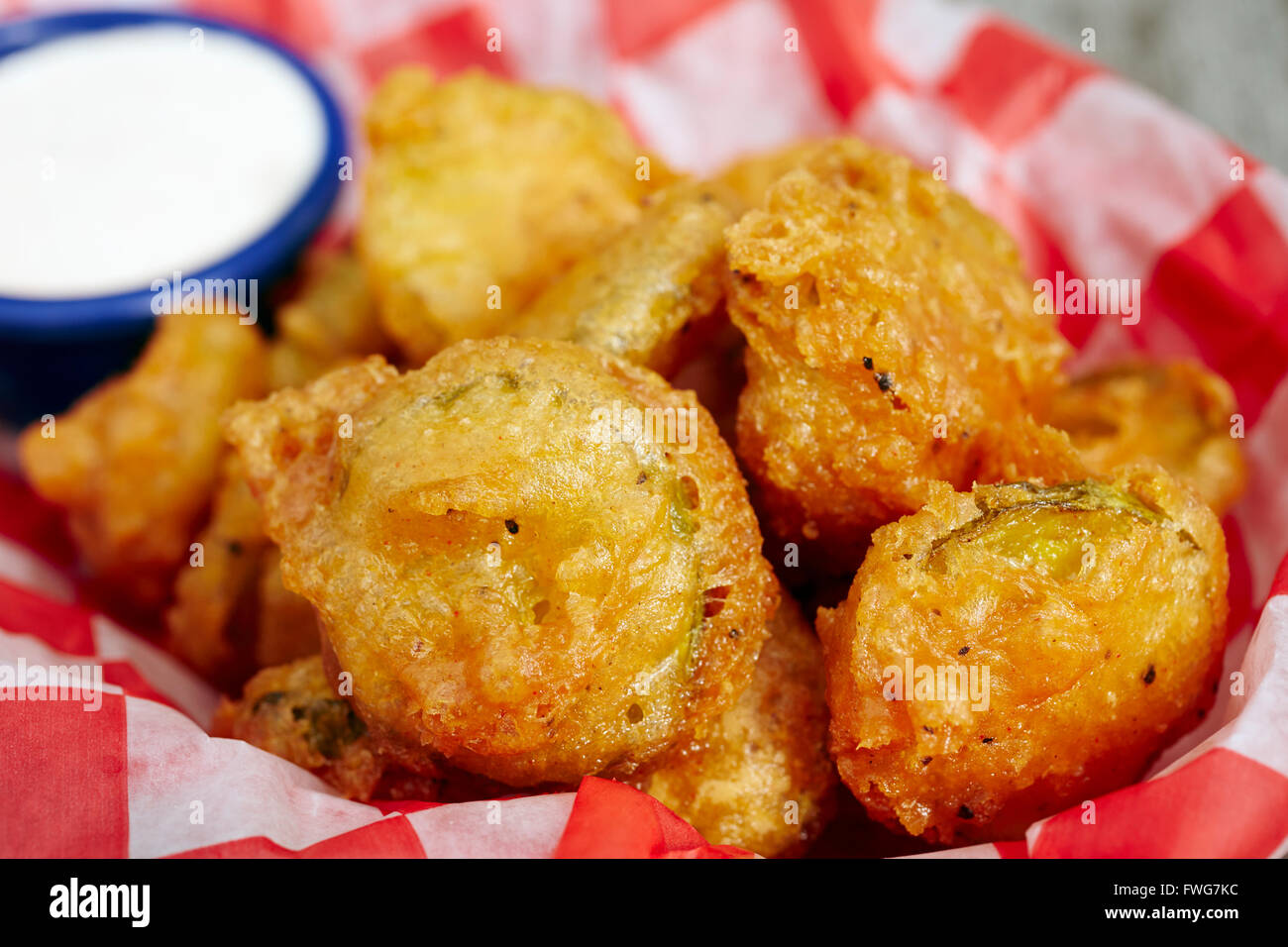A serving of deep fried pickles at a barbecue restaurant in Princeton