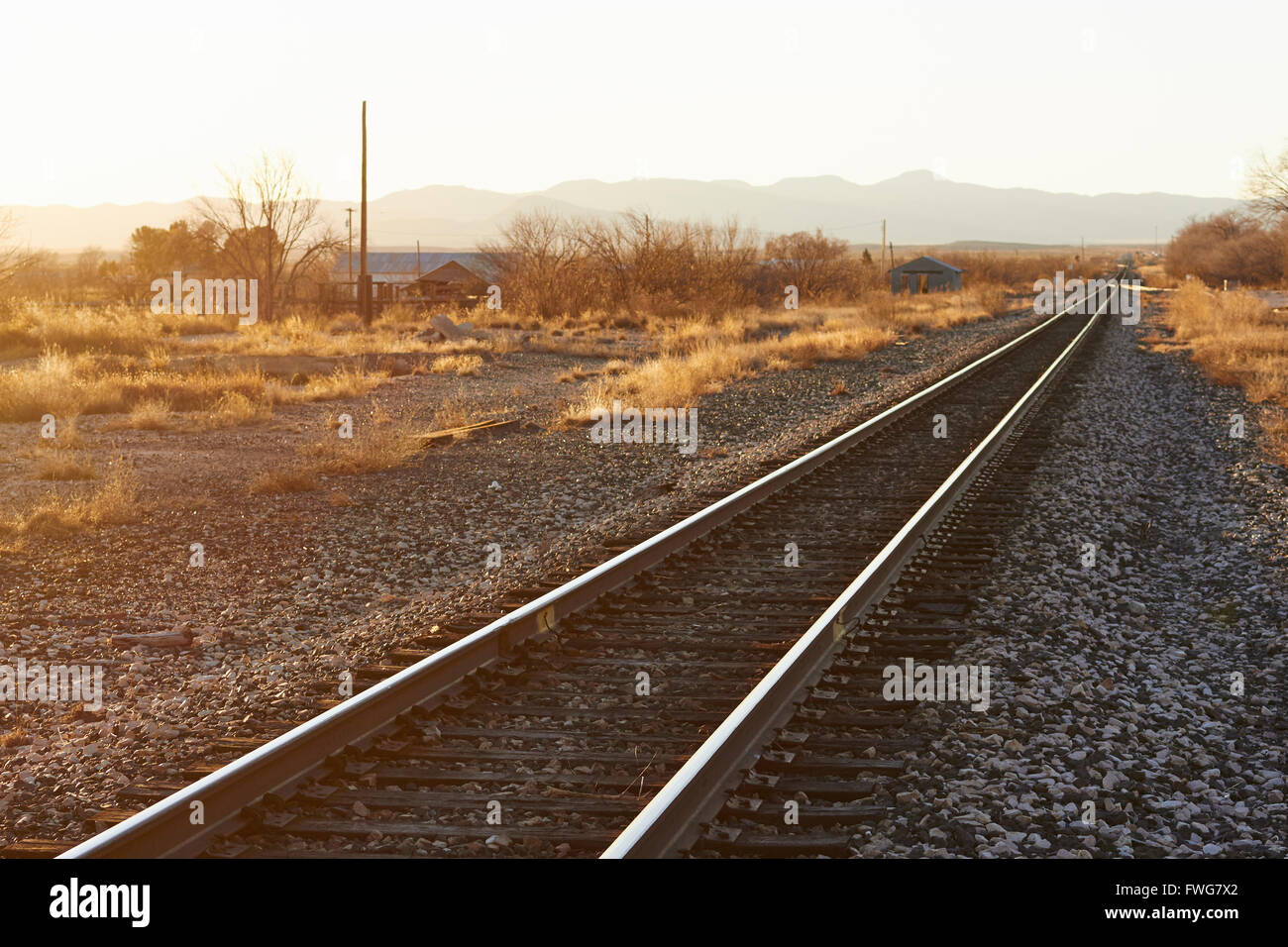 active rail line, Marathon, Texas, USA Stock Photo Alamy