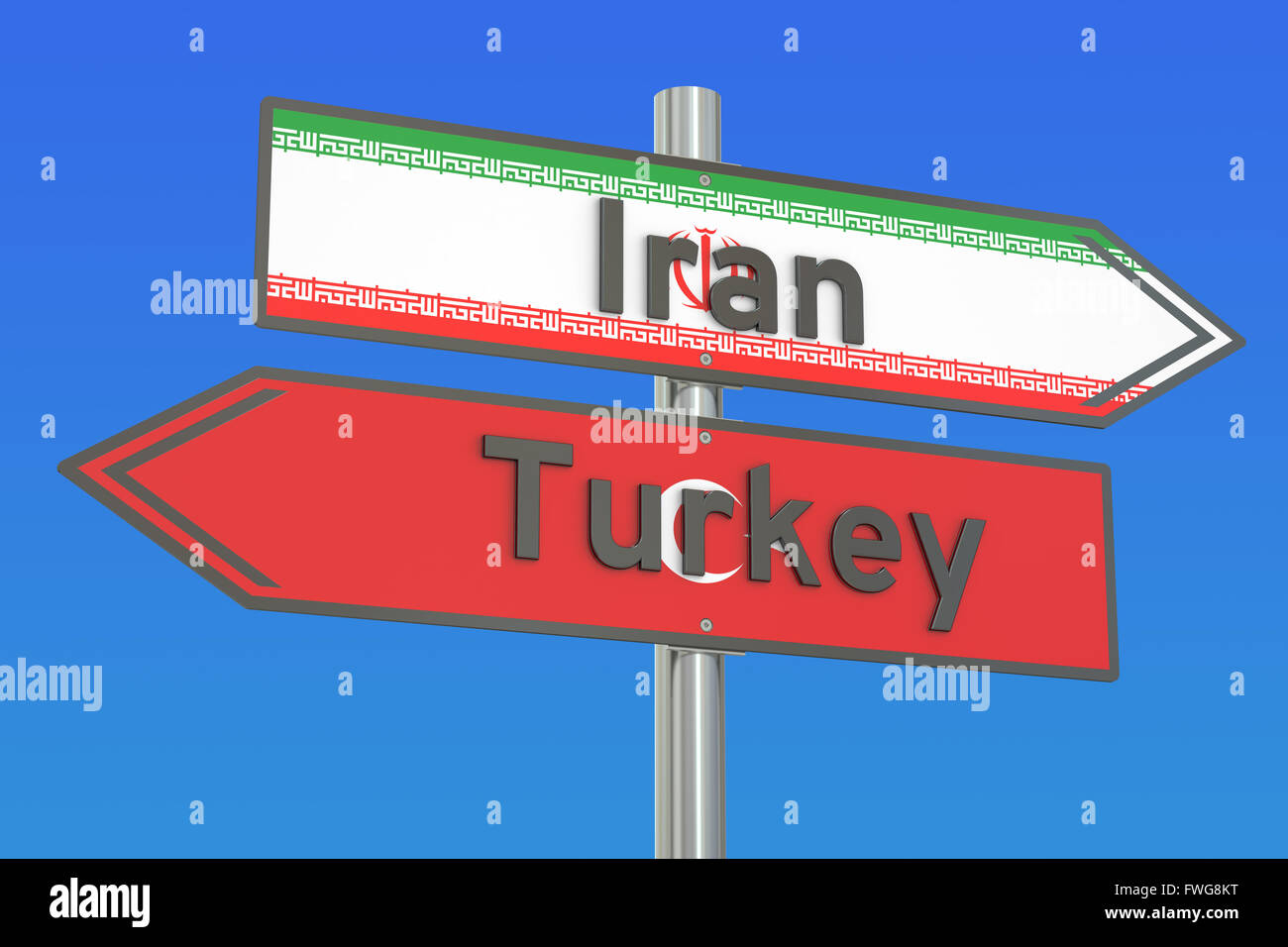 Iran and Turkey relations concept, 3D rendering Stock Photo