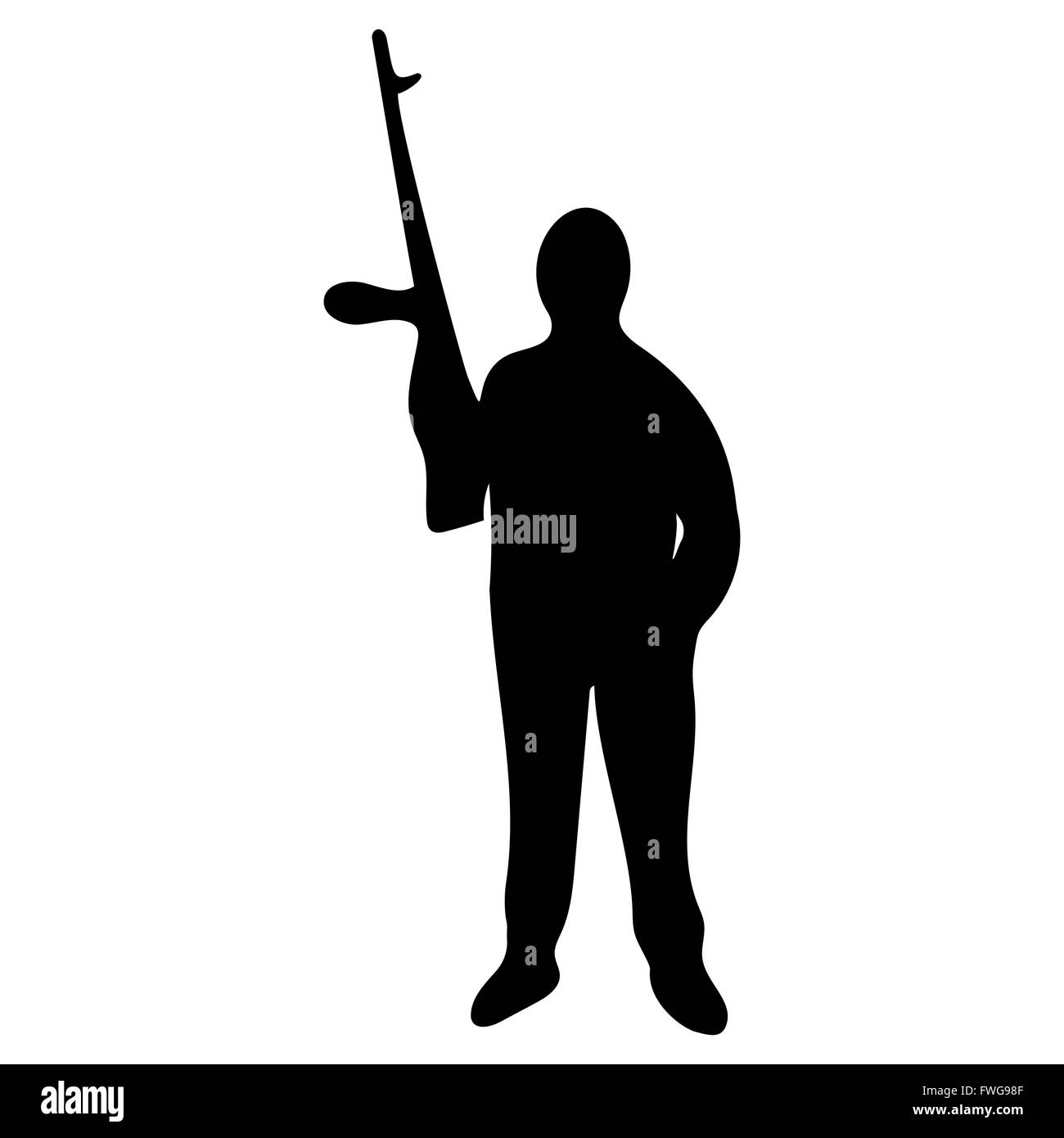 silhouette of a man with a gun Stock Vector
