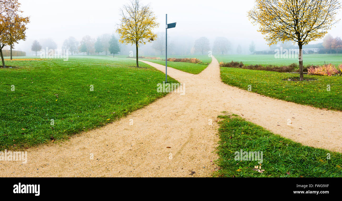 Footpaths crossing in a park Stock Photo - Alamy