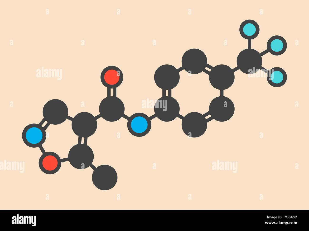 Leflunomide rheumatoid arthritis drug molecule Stylized skeletal formula (chemical structure