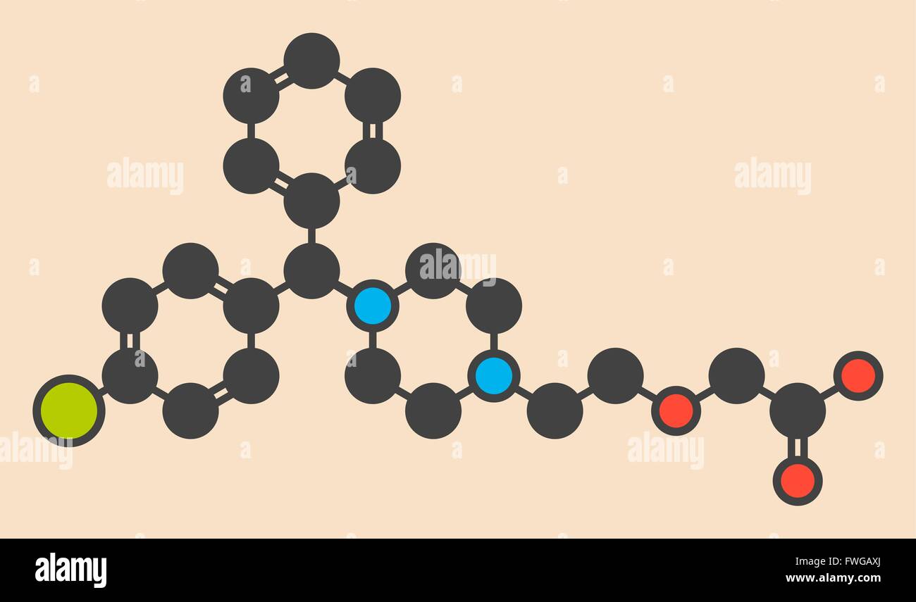 Levocetirizine antihistamine drug molecule Used to treat hay fever