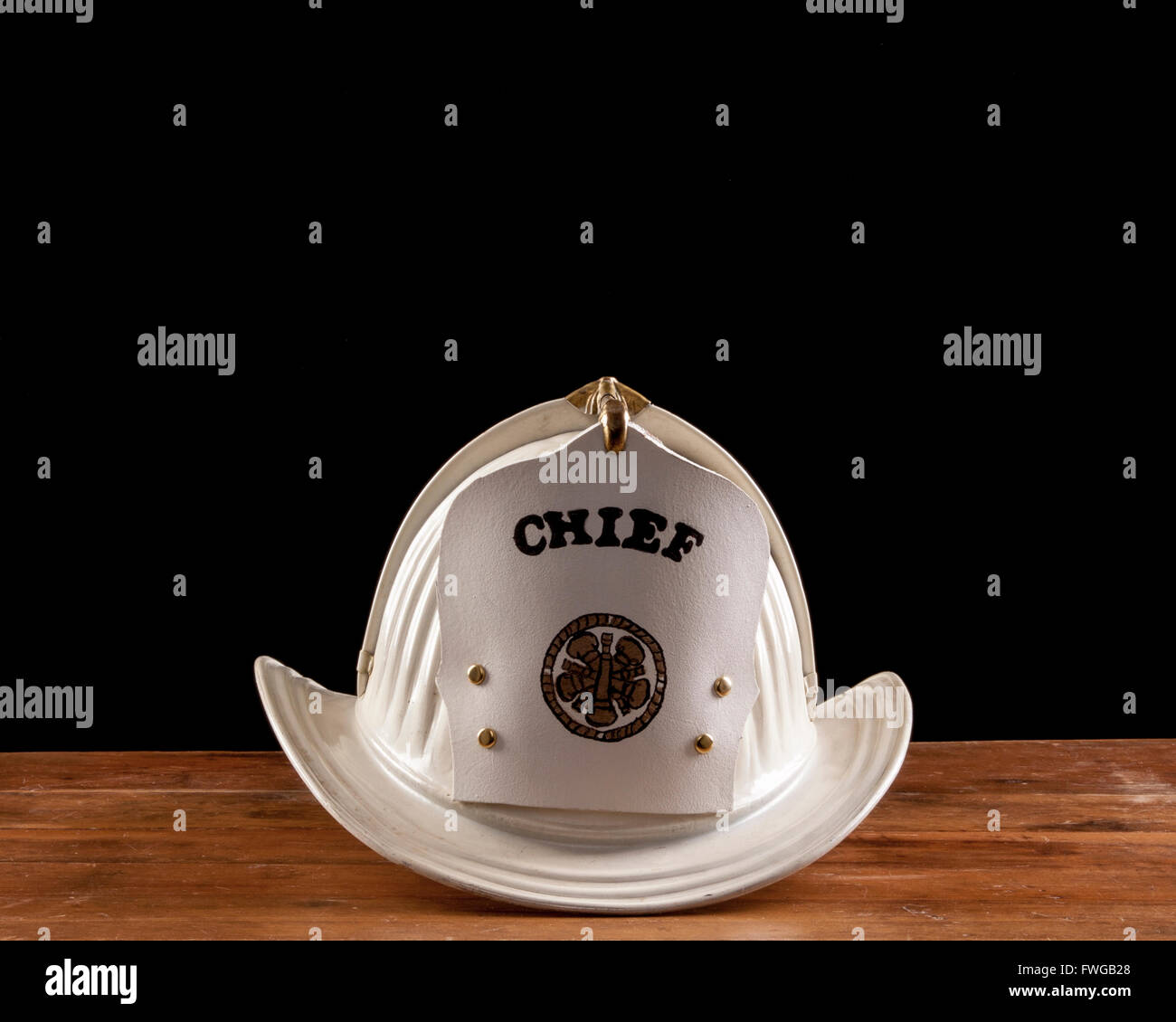 Vintage Fire Department Chief helmet Stock Photo Alamy
