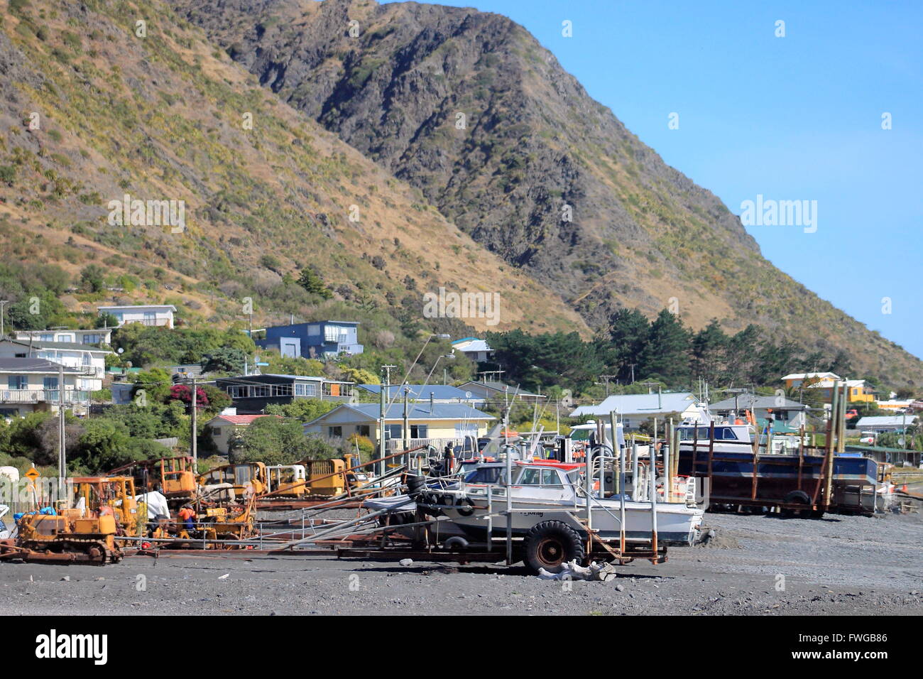 Fishing Boats at Ngawi, New Zealand Stock Photo Alamy