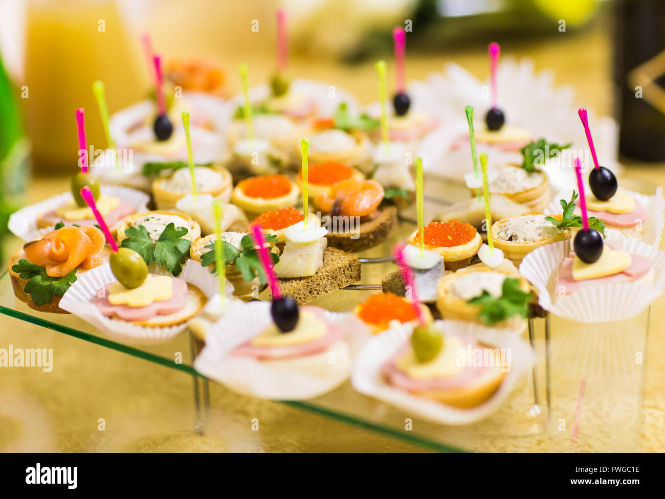 cocktail party with snacks Stock Photo Alamy