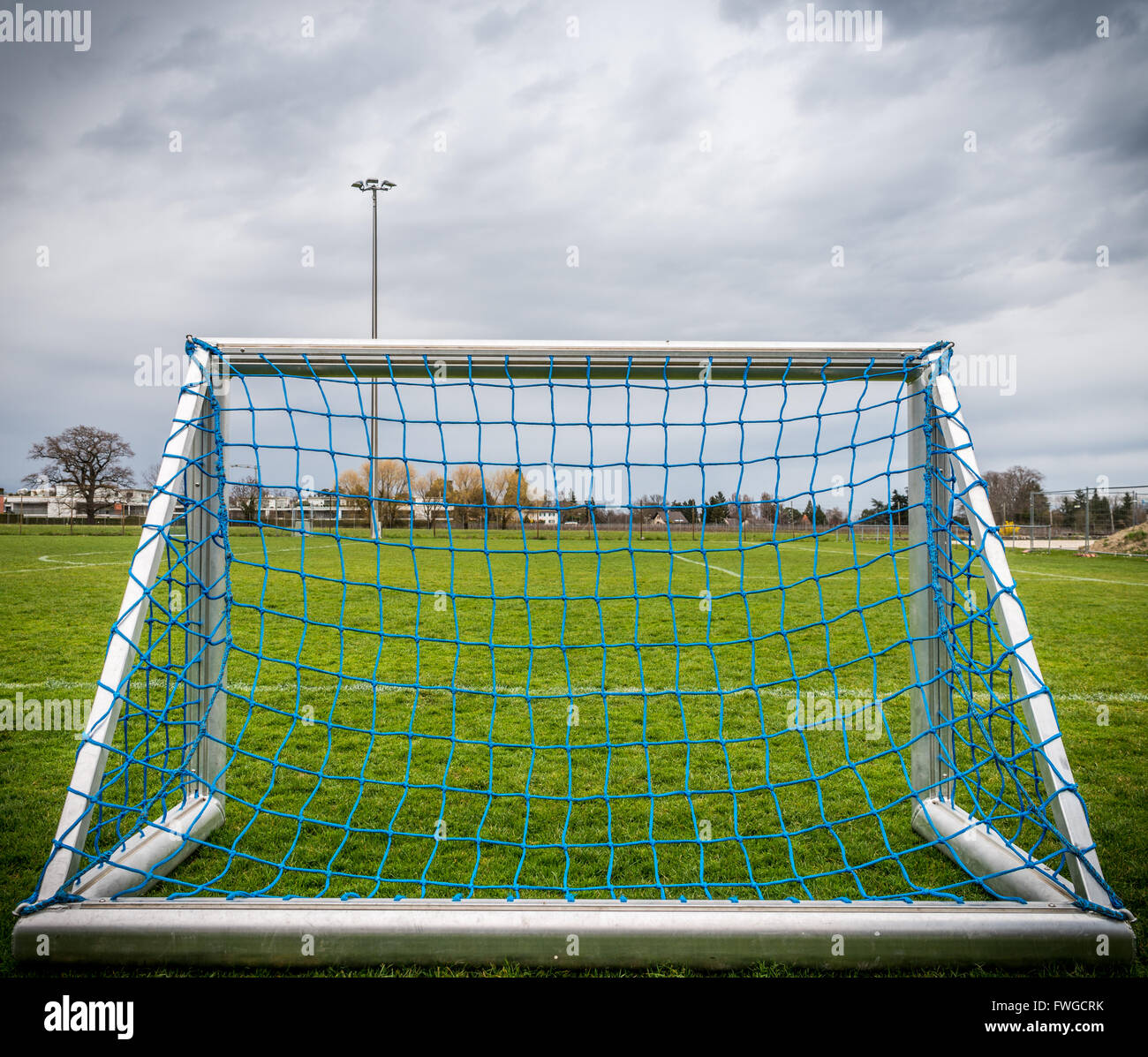 Close up of empty small football goal Stock Photo