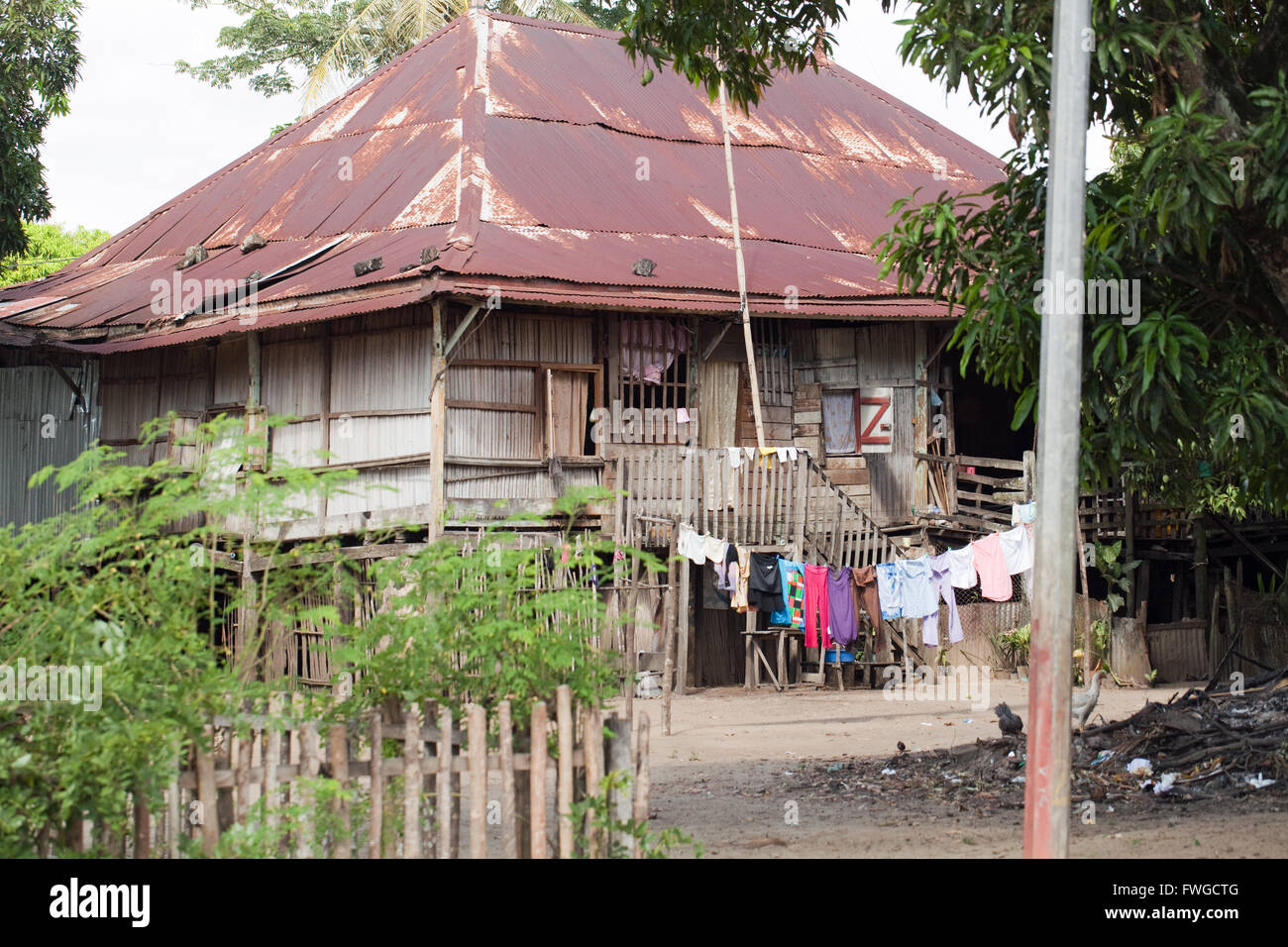Family suburban town house. Sambava. Northeast Madagascar. Stock Photo