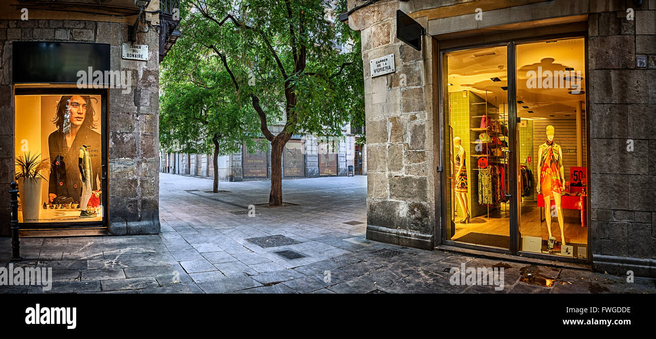 Street in El Born neighbourhood, Barcelona, Catalonia, Spain Stock Photo