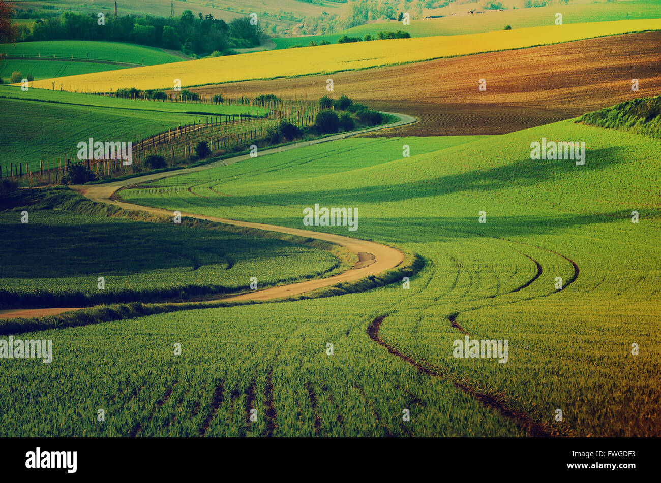 Rural landscape with road Stock Photo - Alamy