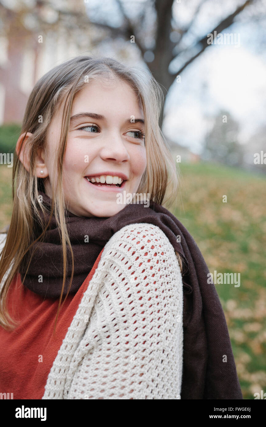 Portrait of a teenage girl, head and shoulders. Stock Photo