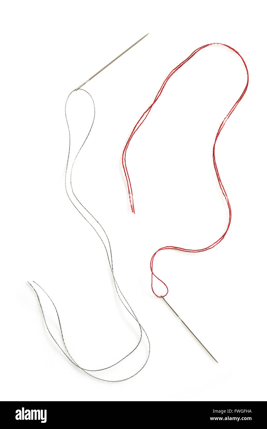 needle and thread isolated on white background Stock Photo Alamy