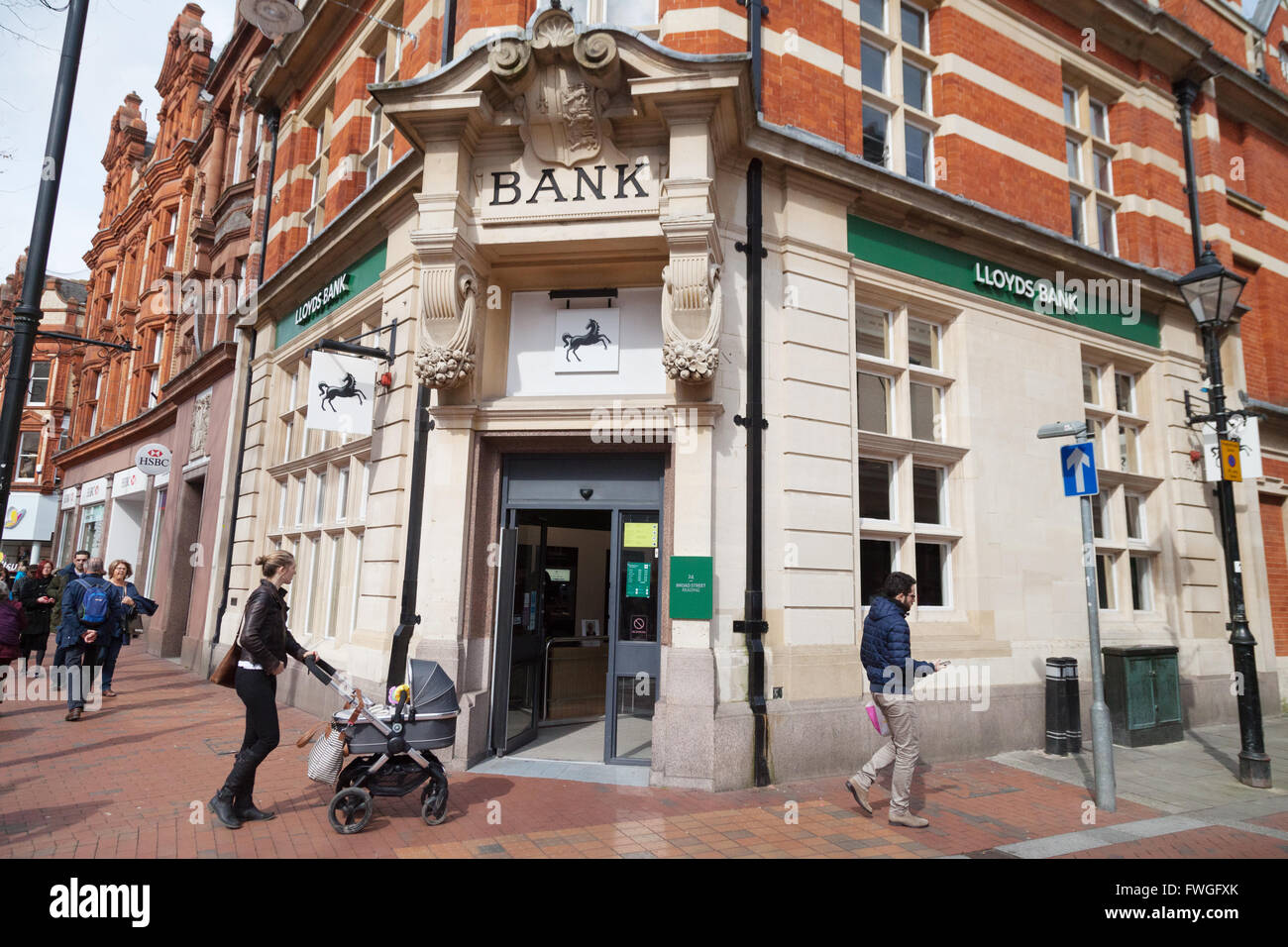 The exterior of the Lloyds Bank branch, Broad Street, Reading Berkshire UK Stock Photo