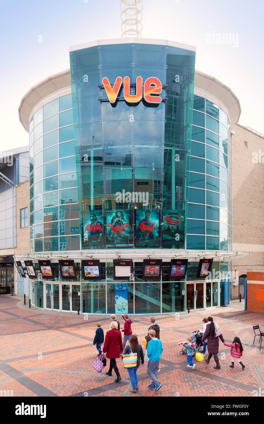 The Vue Cinema exterior, the Oracle Shopping Centre, Reading Berkshire UK Stock Photo