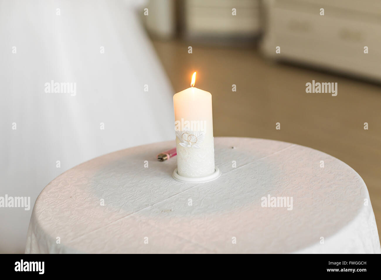 white wedding candle Stock Photo Alamy