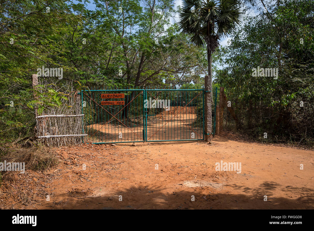 Football ground of Auroville, an experimental township in Viluppuram district in the state of T Stock Photo
