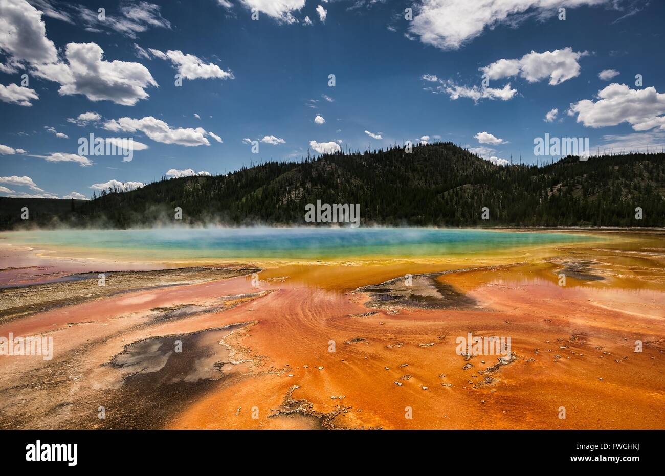 Grand Prismatic Spring In Yellowstone National Park Stock Photo