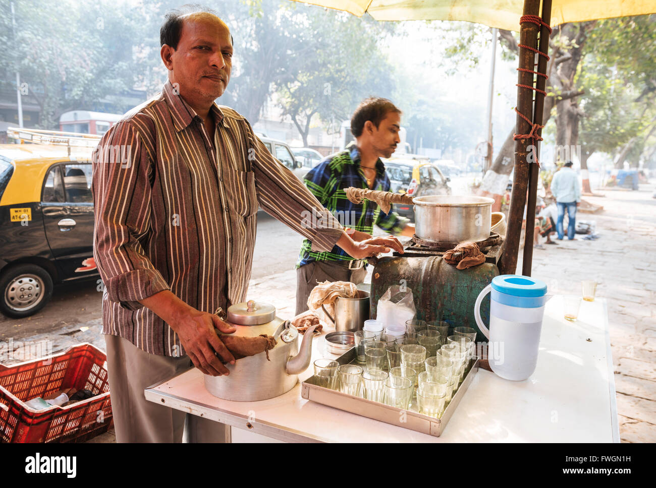 Chai stall, Mumbai, India, South Asia Stock Photo