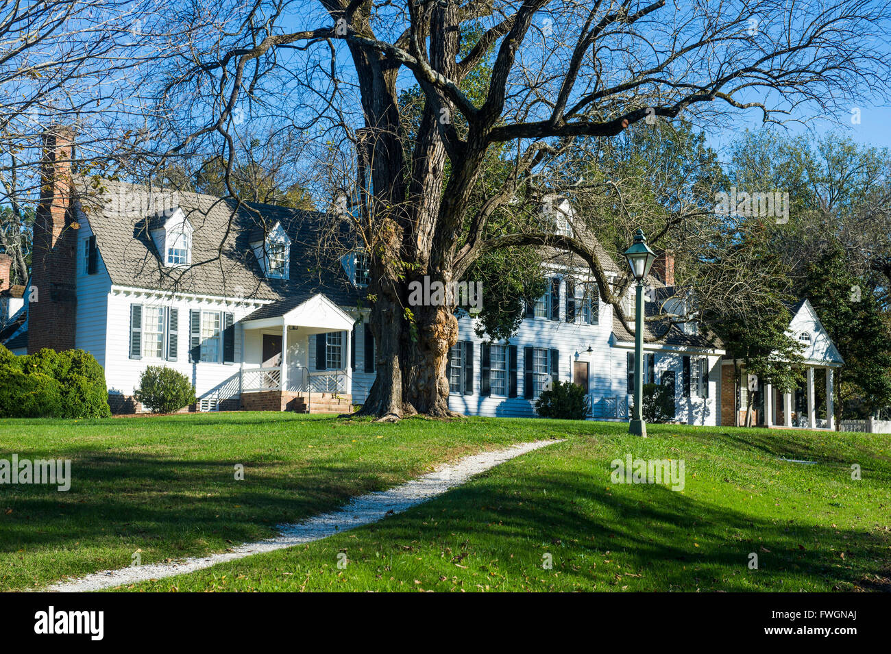 Colonial houses in the historical Williamsburg, Virginia, United States of America, North America Stock Photo