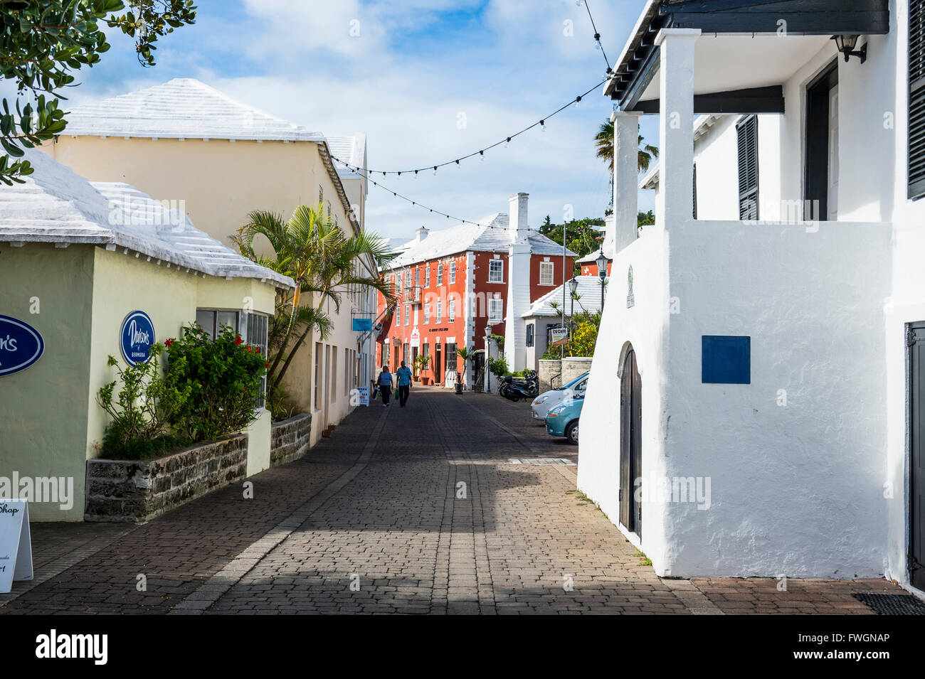 Colonial houses in the Unesco World Heritage Site, the historic Town of St George, Bermuda, North America Stock Photo