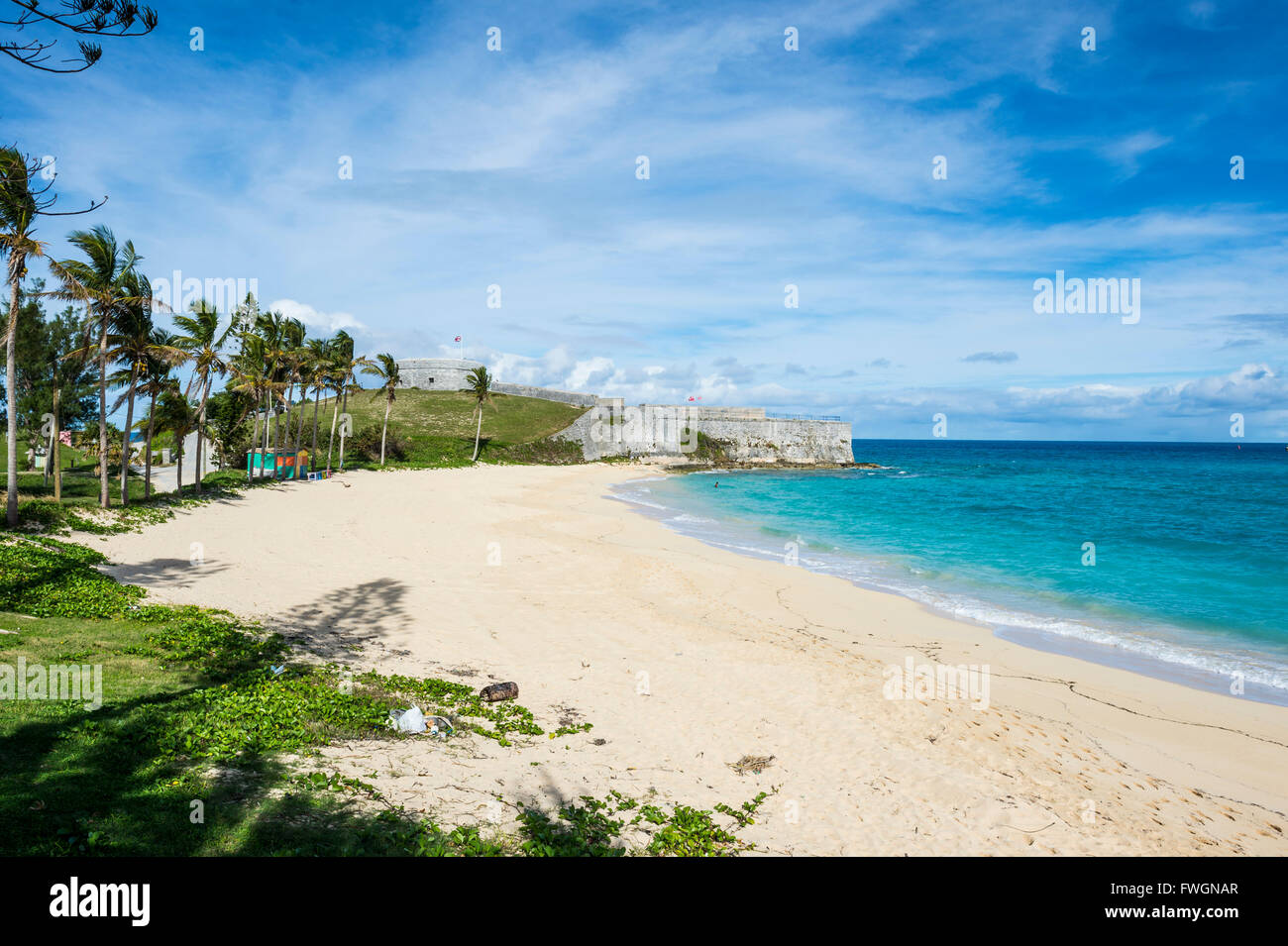 Fort St. Catherine and the white sand beach, Unesco World Heritage Site, the historic Town of St George, Bermuda, North America Stock Photo