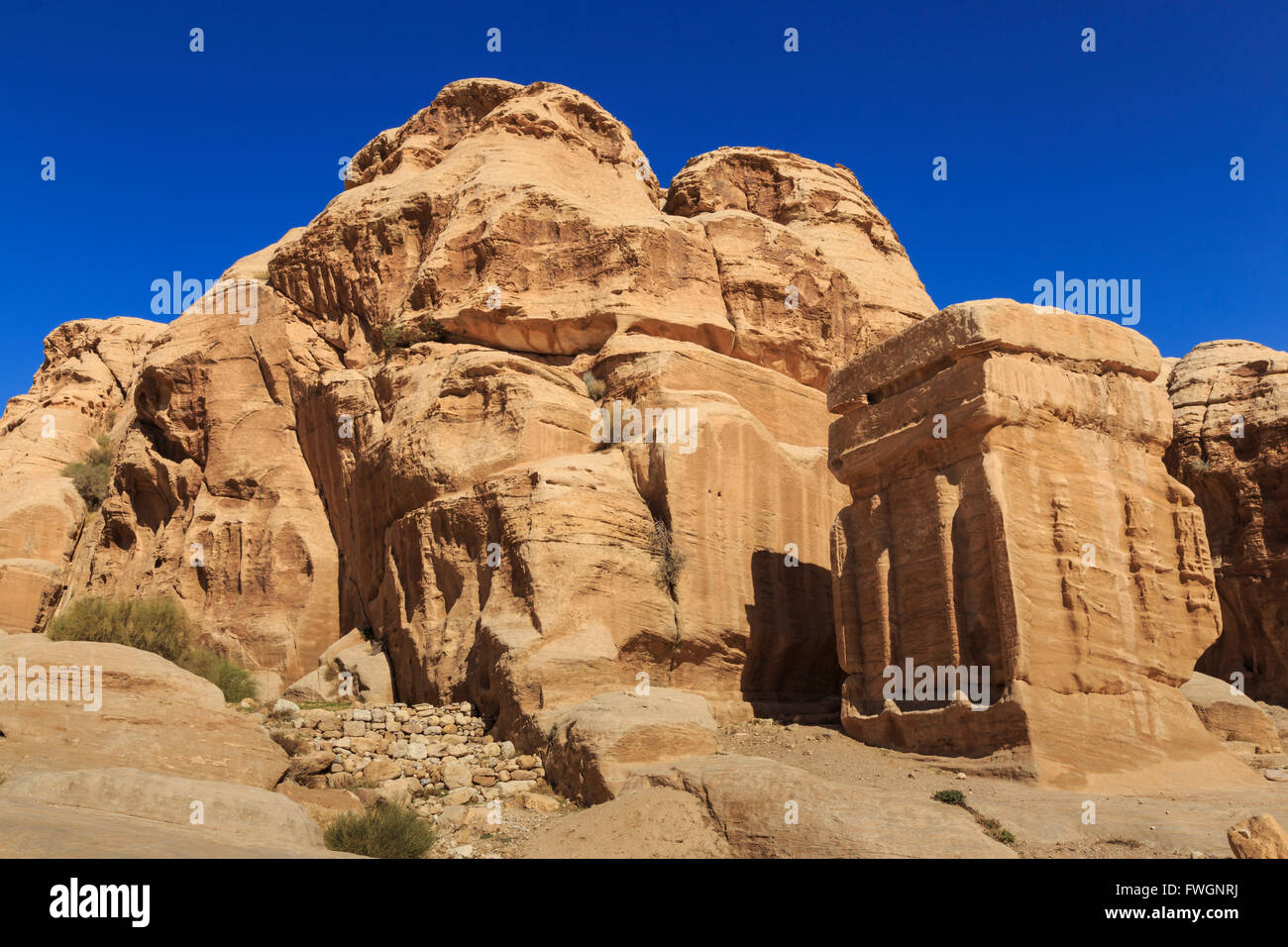 Djinn Blocks, Bab as-Siq (Entrance to the Siq), Petra, UNESCO World Heritage Site, Jordan, Middle East Stock Photo