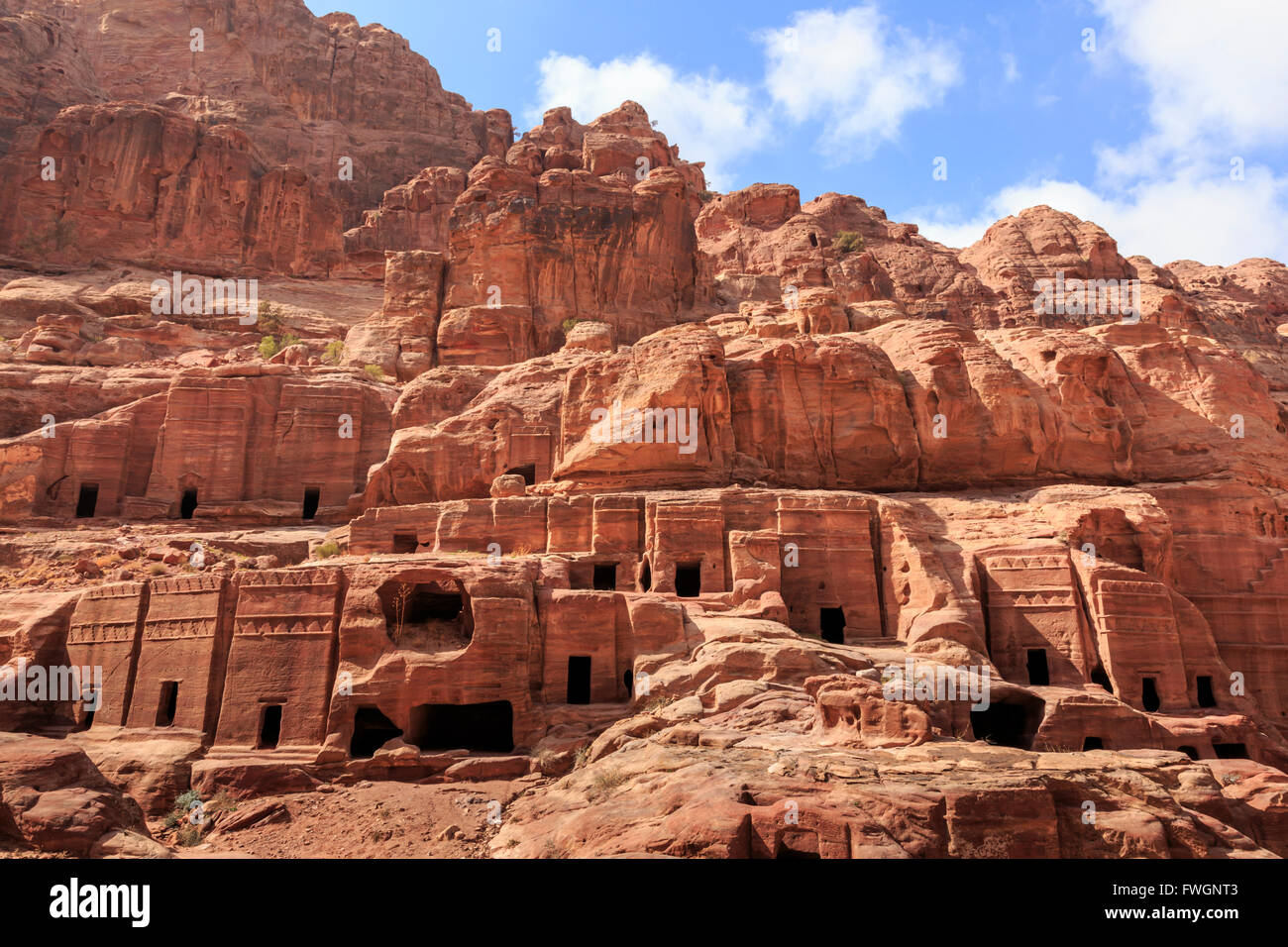 Tombs, Street of Facades, Petra, UNESCO World Heritage Site, Jordan, Middle East Stock Photo