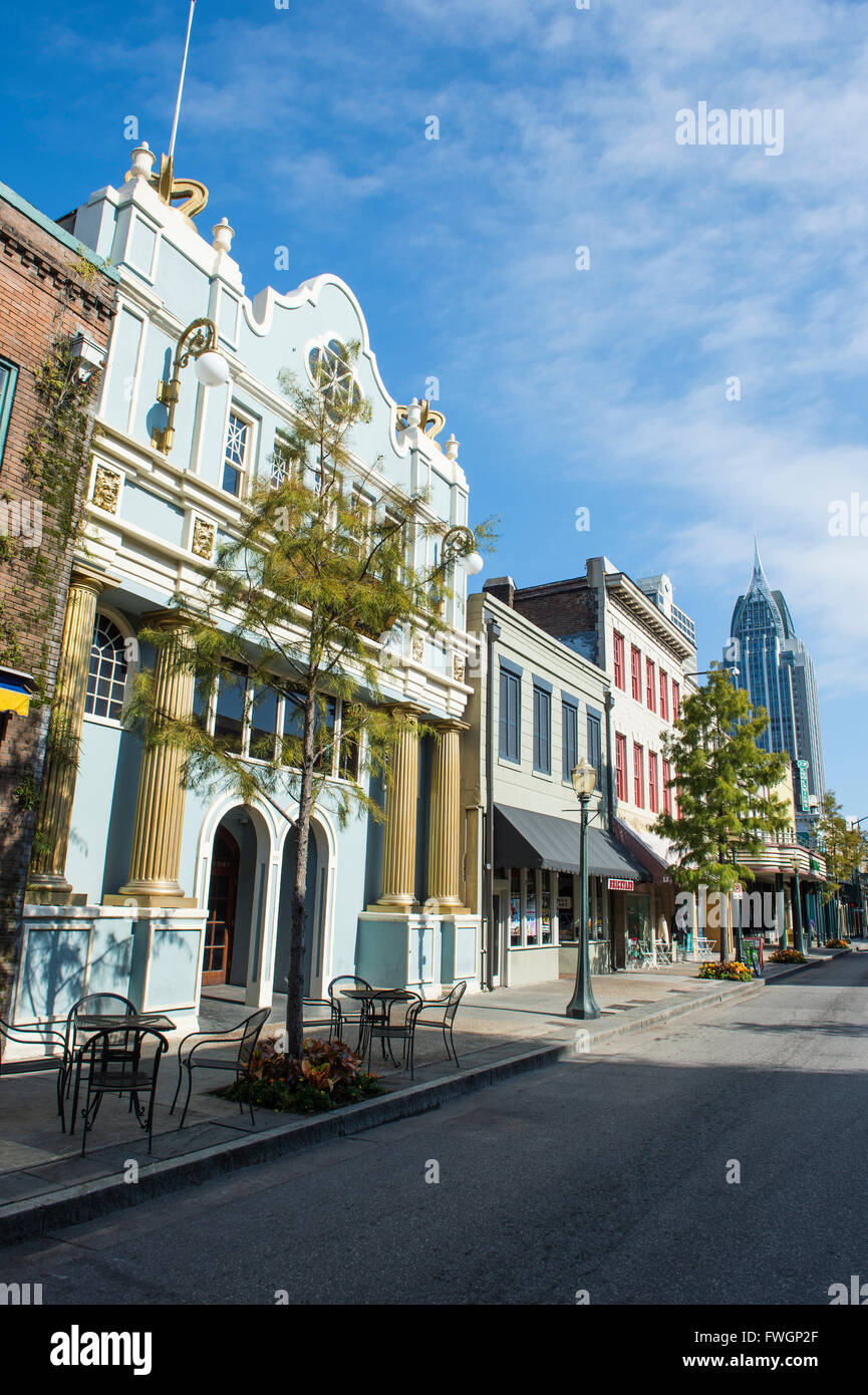 Historical buildings in downtown Mobile, Alabama, United States of America, North America Stock Photo