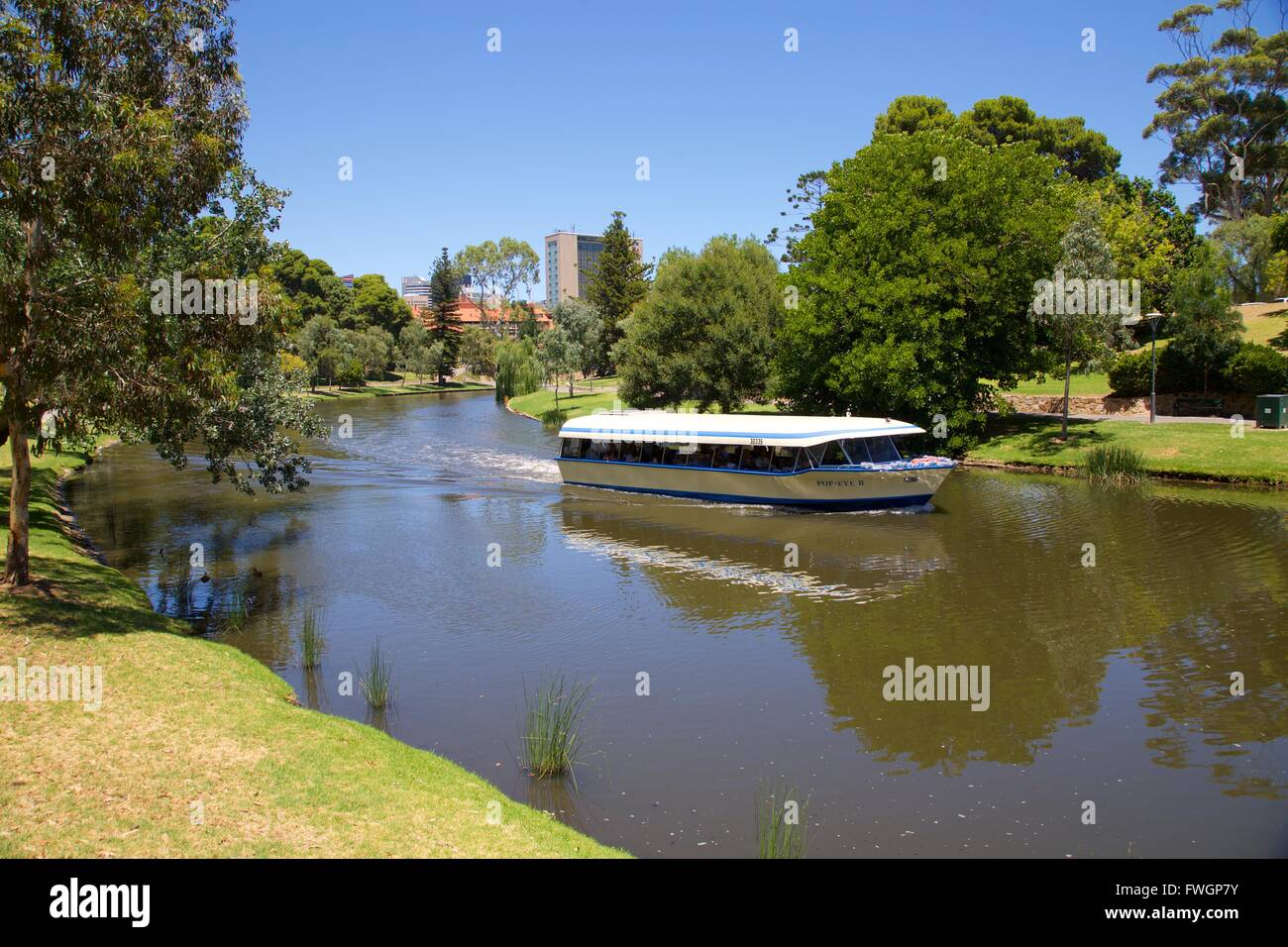 River Torrens and 'Popeye' boat, Adelaide, South Australia, Oceania Stock Photo