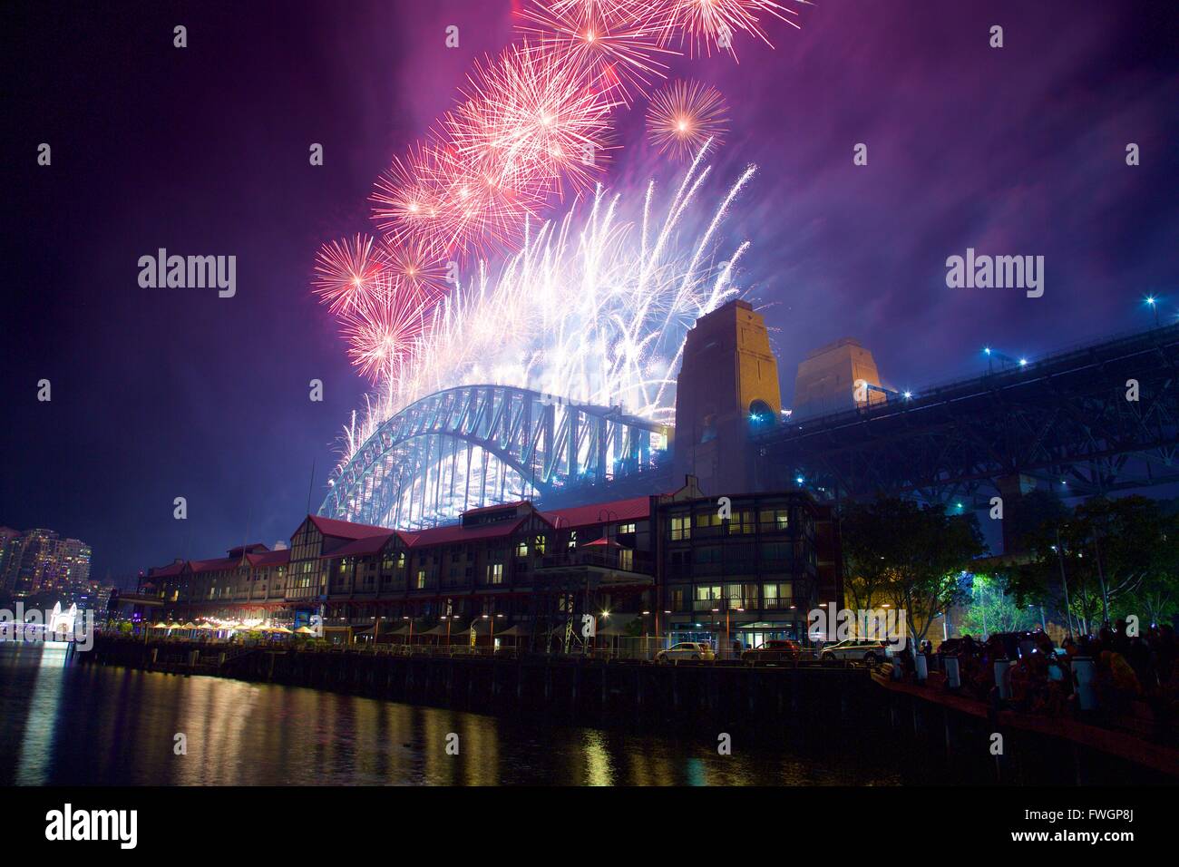 Sydney Harbour Bridge & New Years Eve Fireworks, Sydney, New South Wales, Australia, Oceania Stock Photo