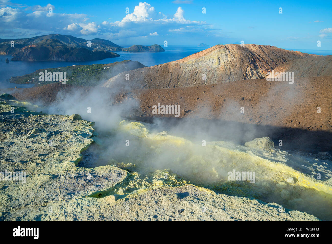 Gran Cratere (The Large Crater), Vulcano Island, Aeolian Islands, UNESCO, north of Sicily, Italy, Mediterranean Stock Photo