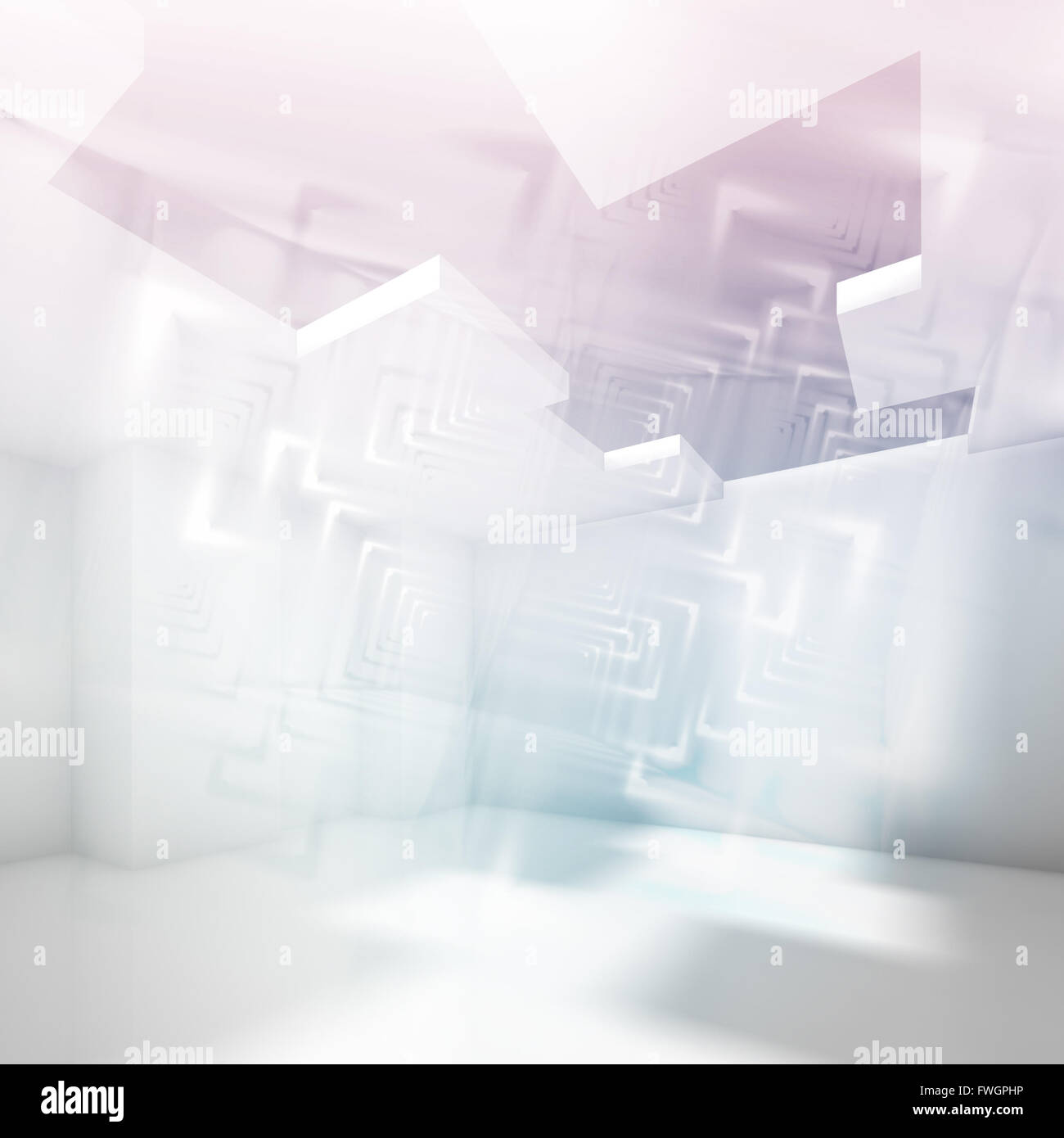 Abstract white empty room interior background with colorful lights ...