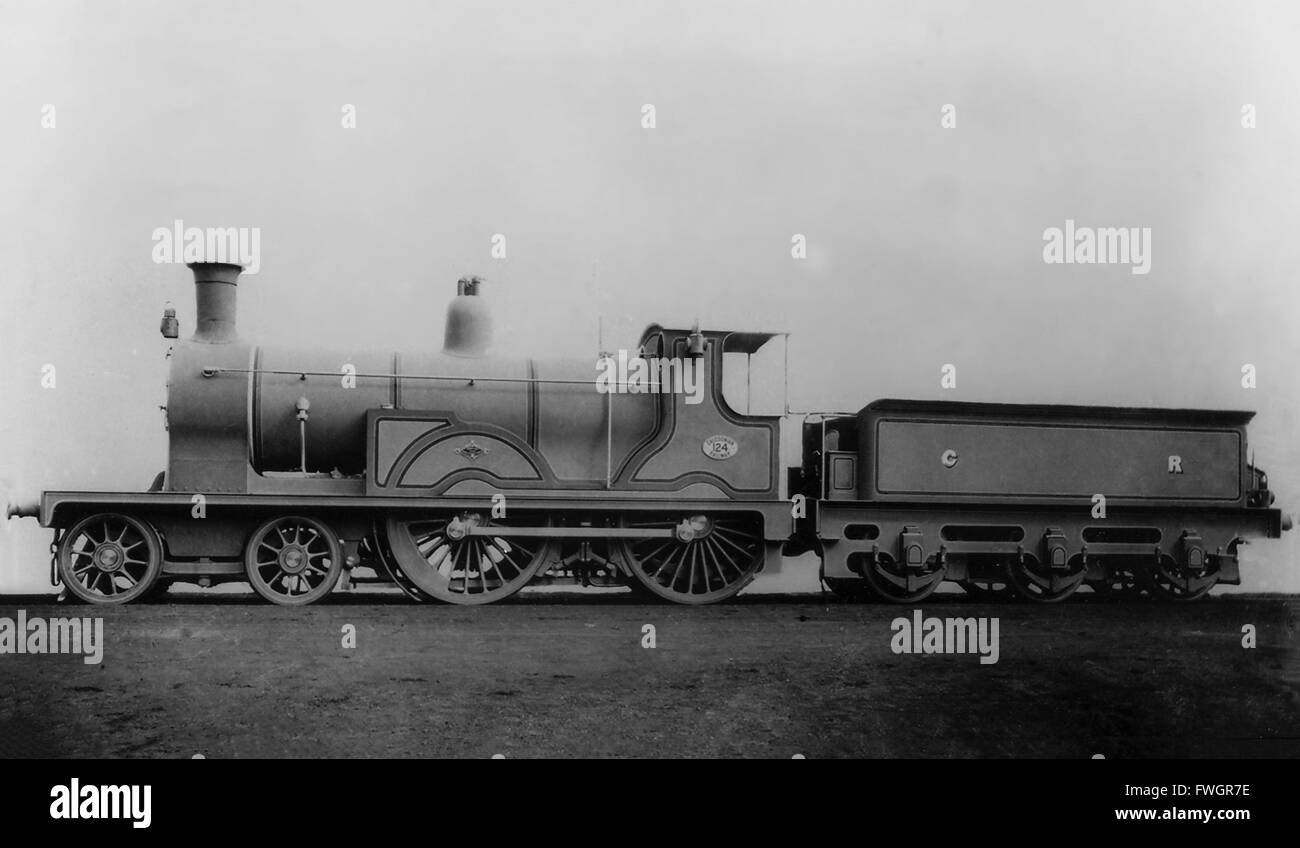 Caledonian Railway 4-4-0 steam locomotive No.124 in photographic grey Stock Photo