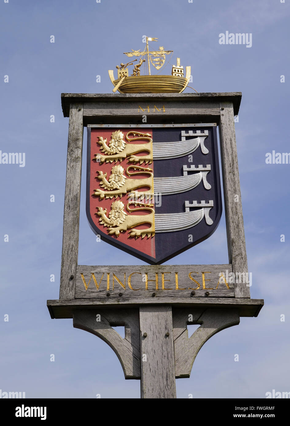 Millennium Town Sign, Winchelsea, East Sussex, England. -1 Stock Photo
