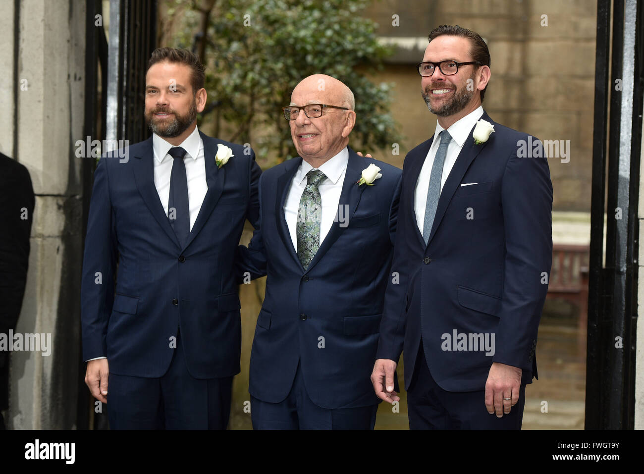 Rupert Murdoch and Jerry Hall wedding at St. Bride's Church on Fleet