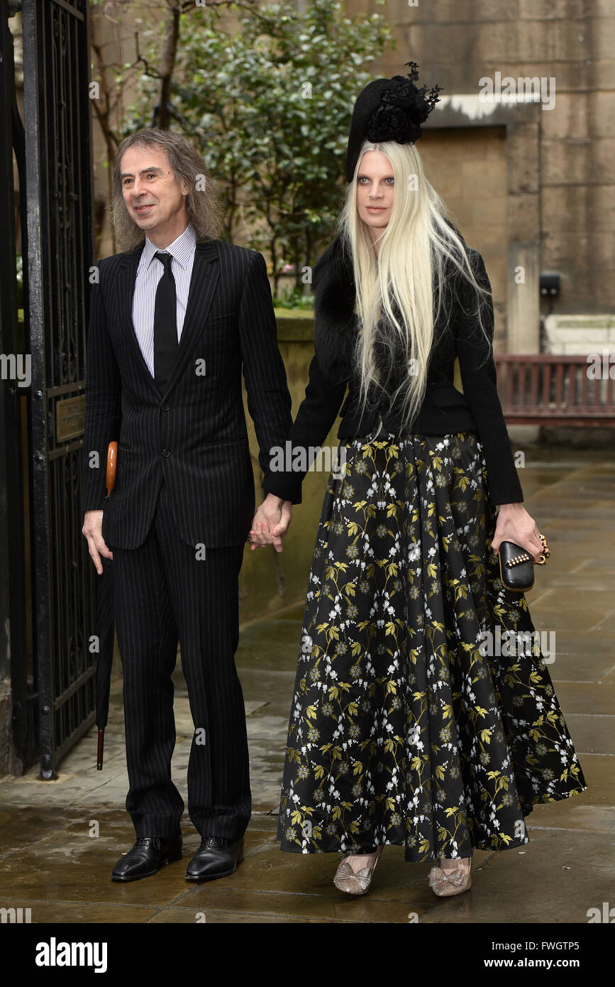 Rupert Murdoch and Jerry Hall wedding at St. Bride's Church on Fleet Street.  Featuring: Kristen McMenamy, Guest Where: London, United Kingdom When: 05 Mar 2016 Stock Photo