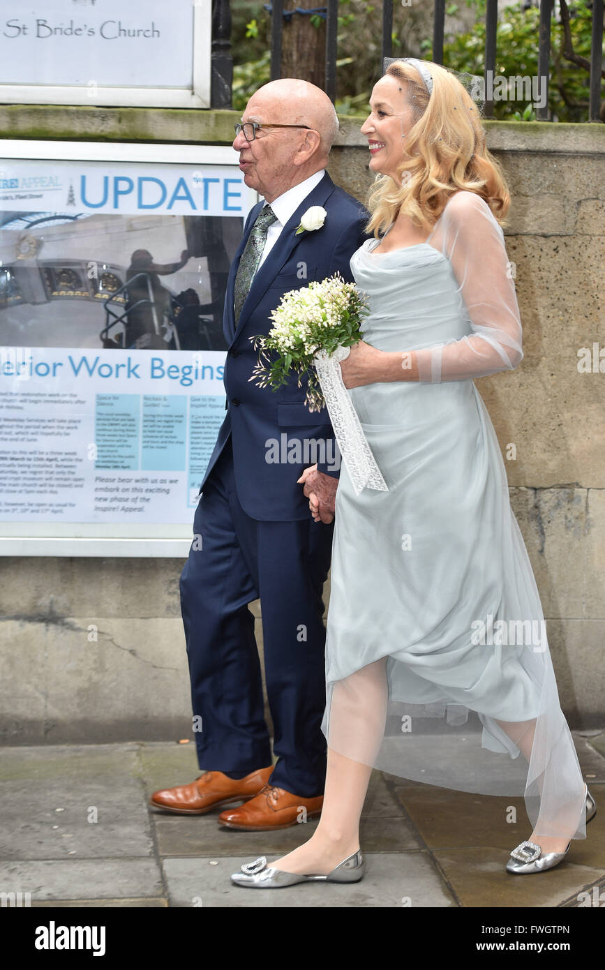 Rupert Murdoch and Jerry Hall wedding at St. Bride's Church on Fleet