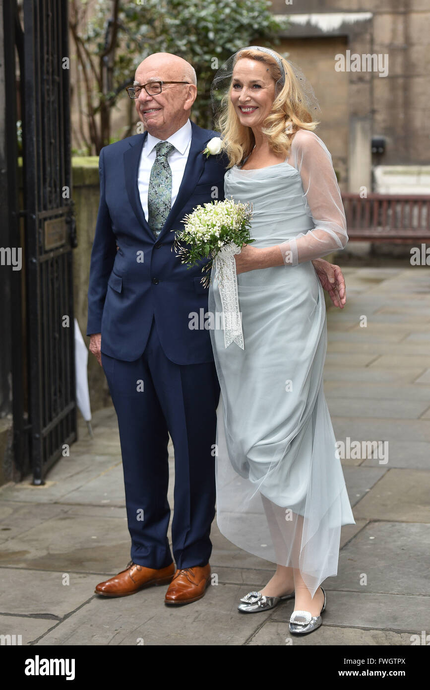 Rupert Murdoch and Jerry Hall wedding at St. Bride's Church on Fleet
