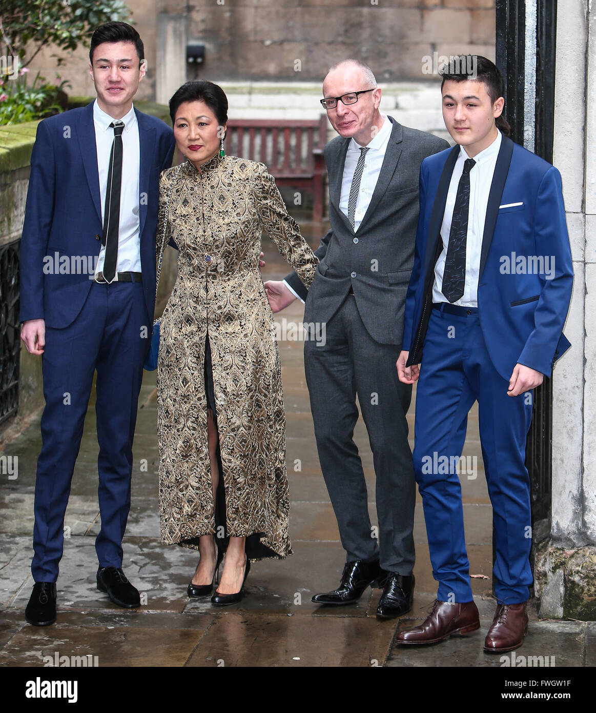 Rupert Murdoch and Jerry Hall attend a wedding blessing at St.Bride's Church on Fleet Street  Featuring: Guest Where: London, United Kingdom When: 05 Mar 2016 Stock Photo