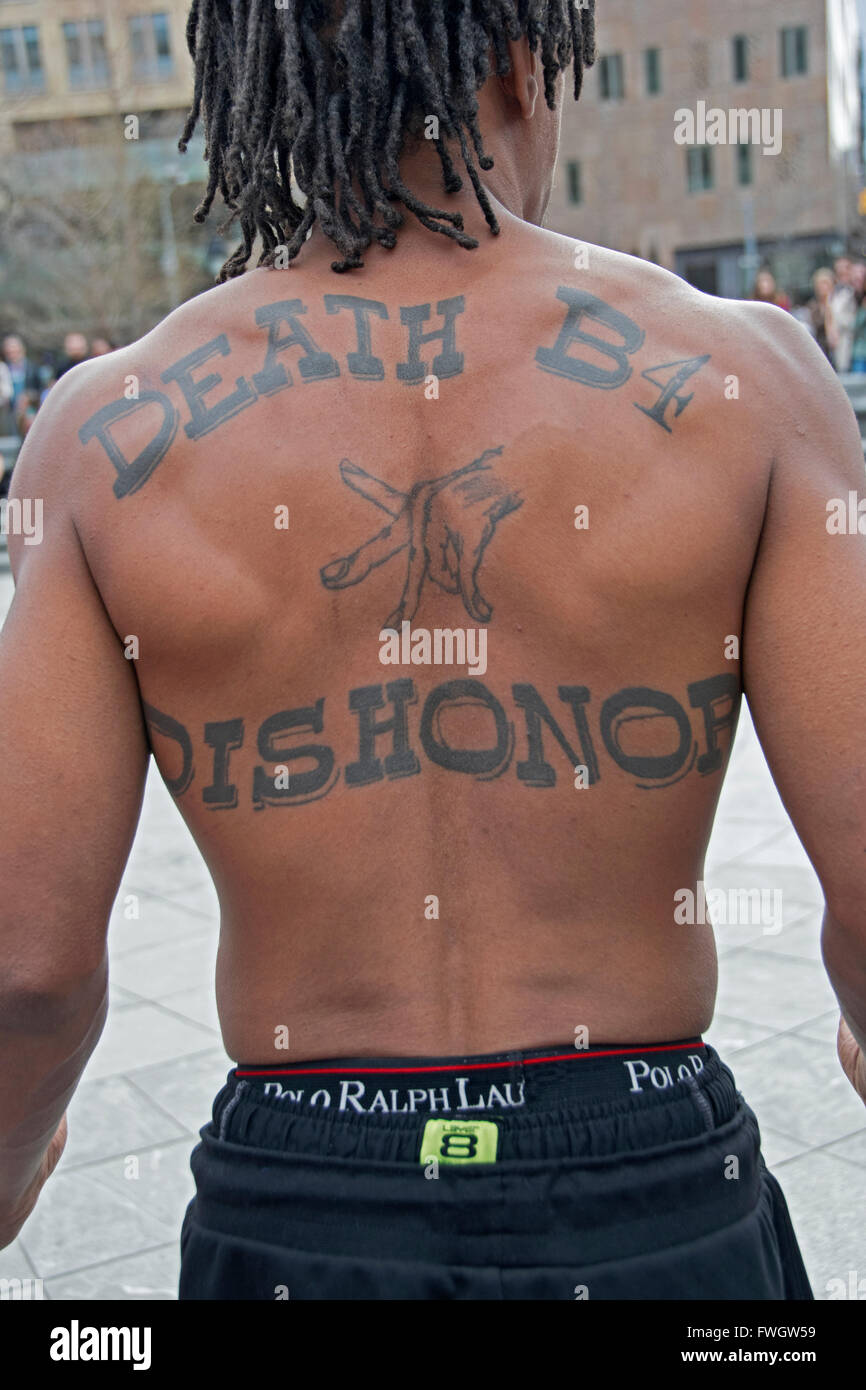 Death Before Dishonor Knife In Skin Tattoo On Rib Cage