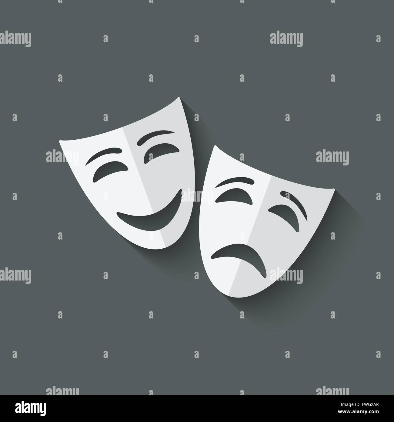 comedy and tragedy theatrical masks - vector illustration. eps 10 Stock Vector