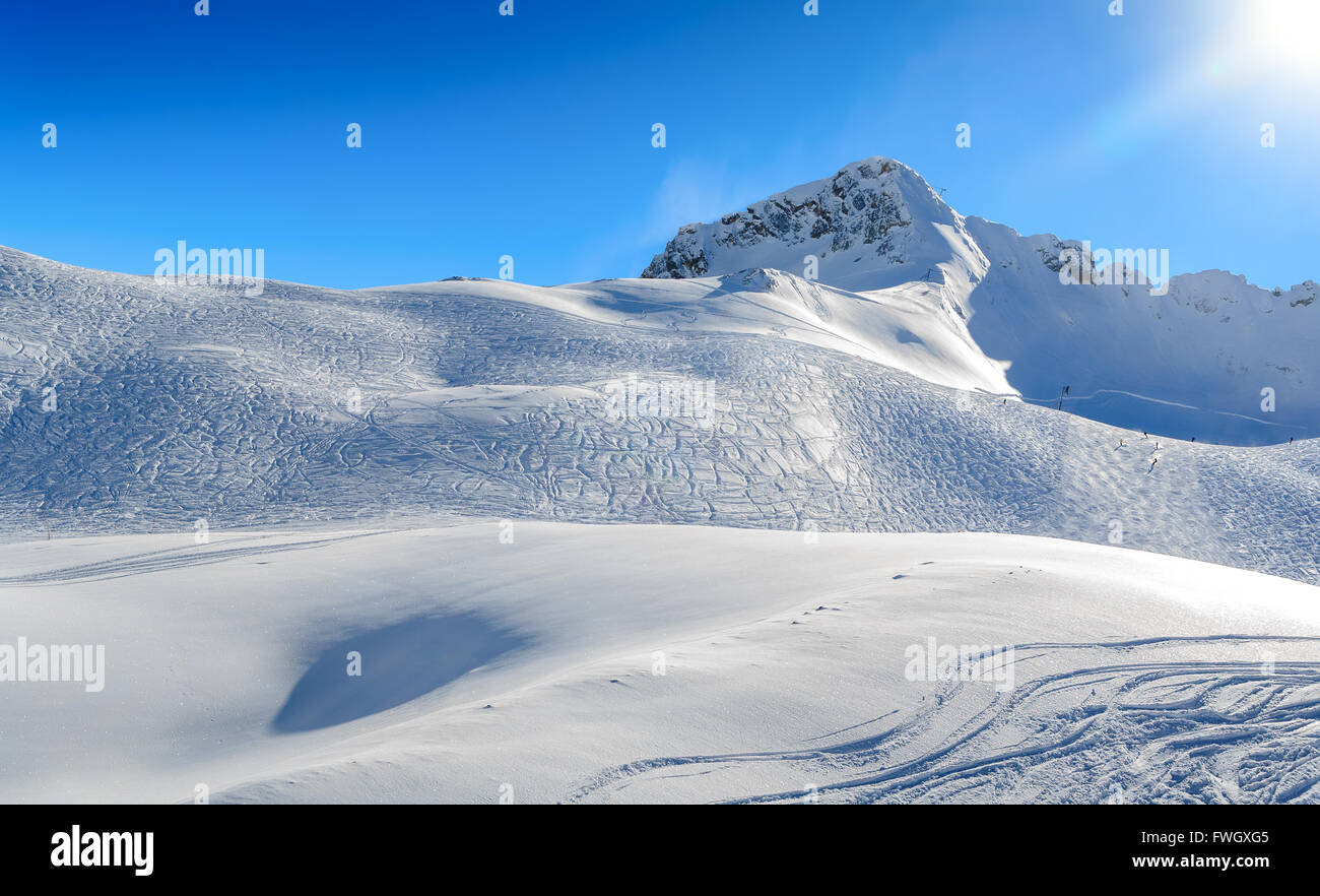Zugspitze Glacier Ski Resort in Bavarian Alps, Germany Stock Photo