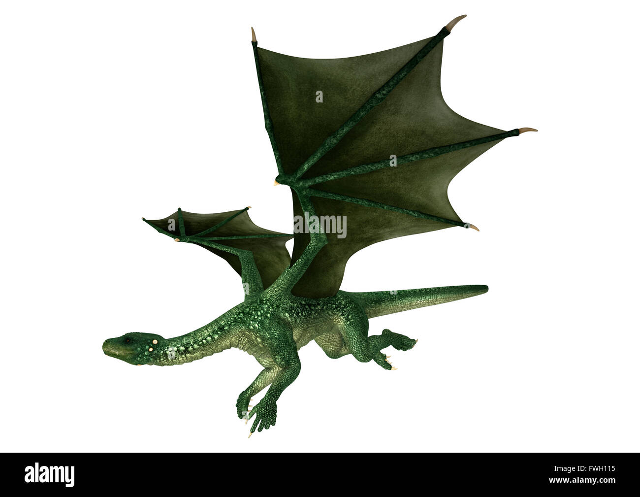 3D Illustration of a green fantasy dragon isolated on white background  Stock Photo - Alamy, image size:1300x1009