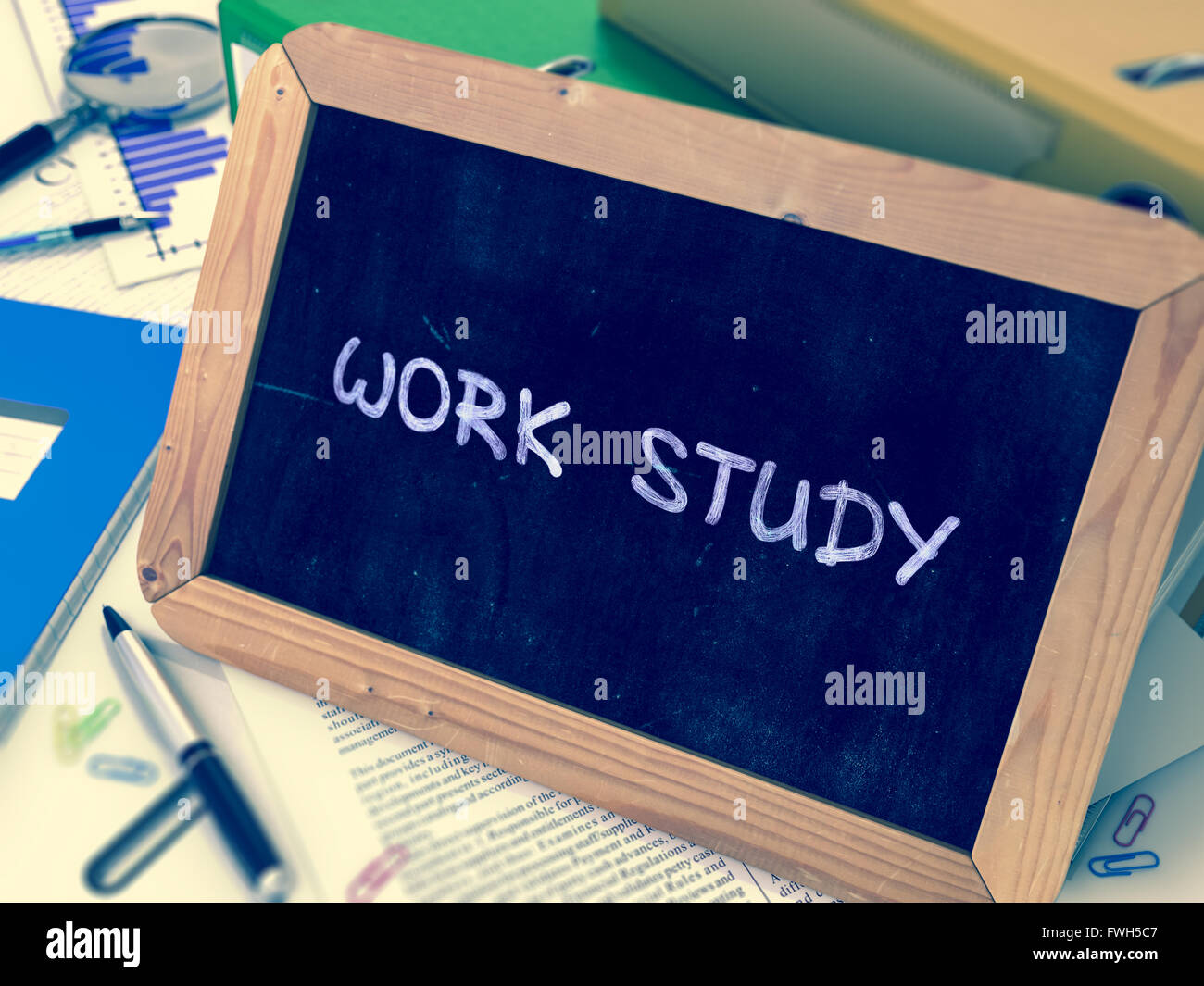 Work Study Concept Hand Drawn on Chalkboard. Stock Photo