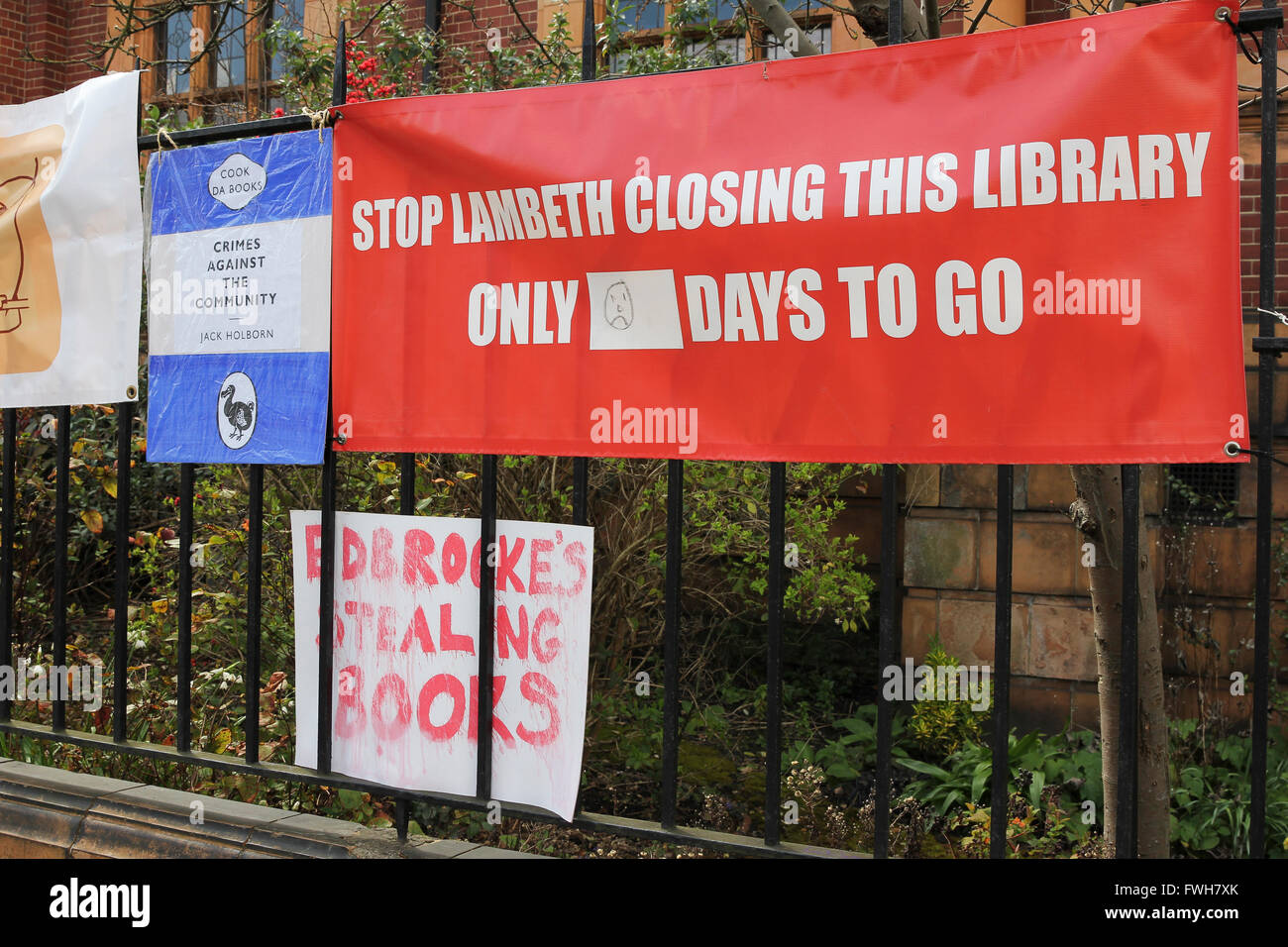 Carnegie Library in Herne Hill, South London, UK. 5th April, 2016. A peaceful occupation by the local community against library closures in Lambeth. Stock Photo