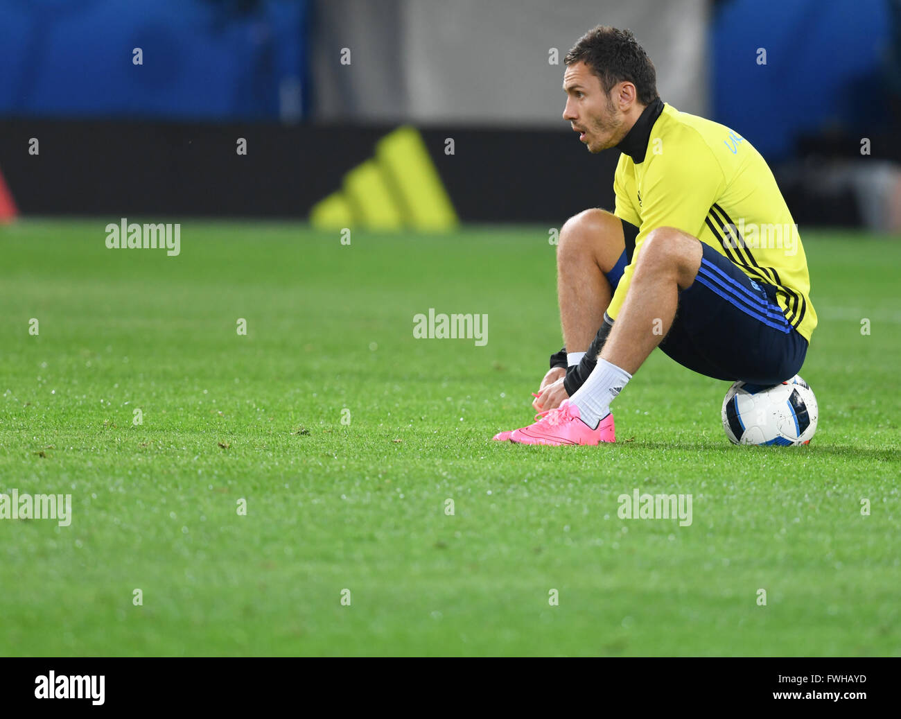 Serhiy Rybalka of Ukraine during a training session at Stade Pierre Mauroy in Lille, France, June 11, 2016. Ukraine will face Germany during the UEFA EURO 2016 on 12 June 2016. Photo: Arne Dedert/dpa Stock Photo