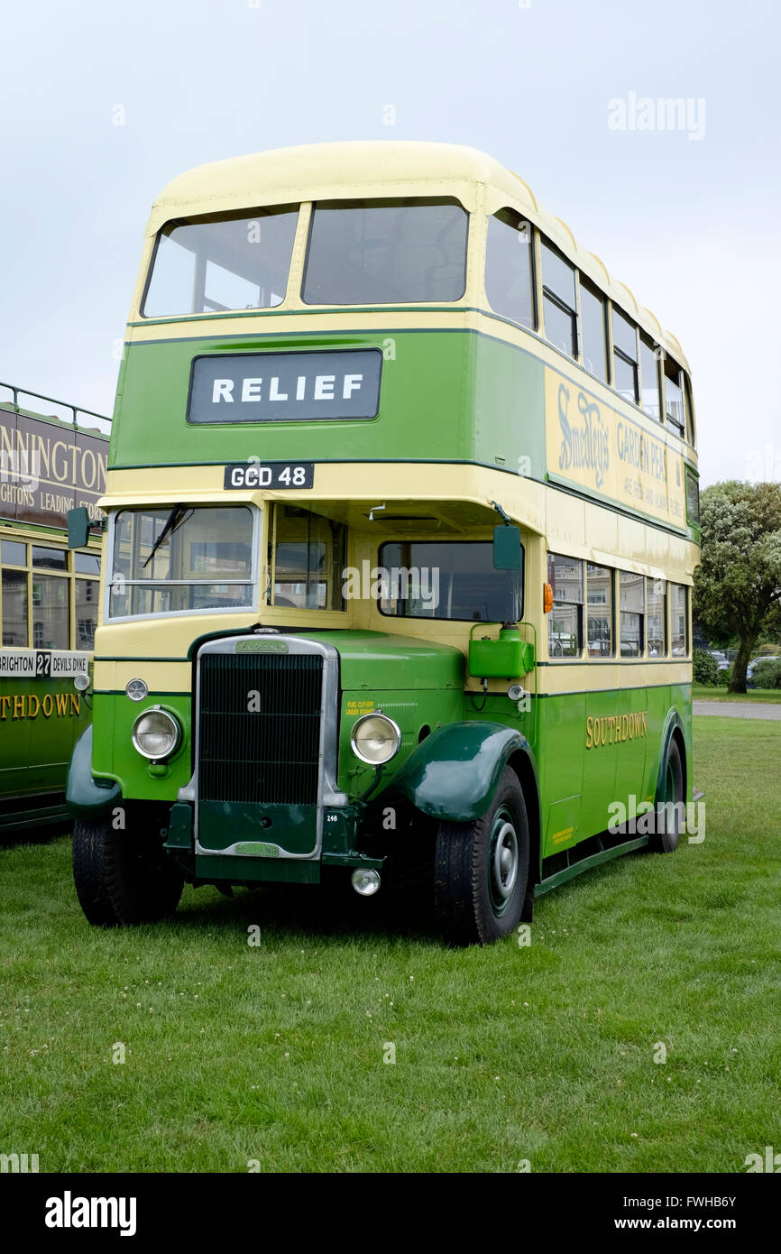 one of the many vehicles at a show of classic vintage buses southsea england uk Stock Photo