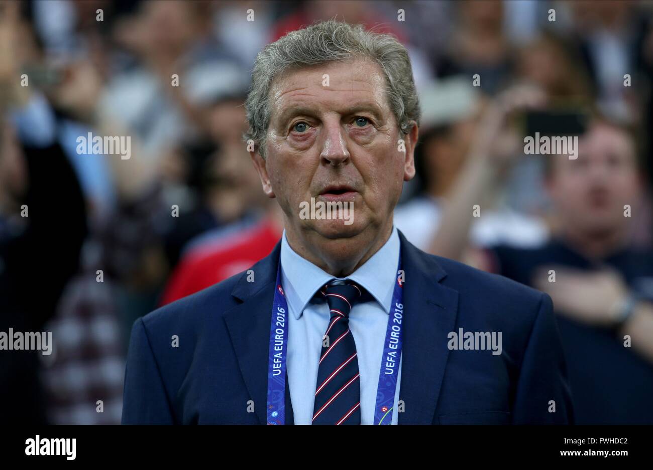 ENGLAND MANAGER ROY HODGSON  ENGLAND V RUSSIA  ENGLAND V RUSSIA, EURO 2016 GROUP B  STADE VELODROME, MARSEILLE, FRANCE  12 June 2016  GAY96435      ENGLAND V RUSSIA, EURO 2016 Group B 11/06/2016        WARNING! This Photograph May Only Be Used For Newspaper And/Or Magazine Editorial Purposes. May Not Be Used For Publications Involving 1 player, 1 Club Or 1 Competition  Without Written Authorisation From Football DataCo Ltd.  For Any Queries, Please Contact Football DataCo Ltd on +44 (0) 207 864 9121 Stock Photo