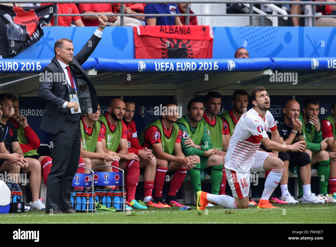 Gianni De Biasi Alb June 11 16 Football Soccer Uefa Euro 16 Group A Match Between Albania 0 1 Switzerland At Stade Bollaert Delelis In Lens France Photo By Aicfoto Aflo Stock Photo Alamy